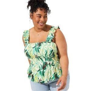 NWT Torrid Tropical Peplum Washable Crinkle Gauze Tank Size 2X | 3085